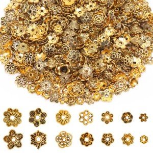 Antique Gold Flower Spacer Beads Caps for Jewelry