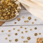 Antique Gold Flower Spacer Beads Caps for Jewelry