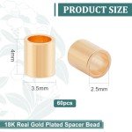 60PCS 18K Gold Plated Spacer Beads for Crafts