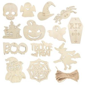 26pcs Wooden Halloween Cutout Ornaments for Crafts