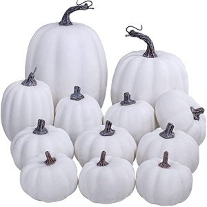 Assorted White Faux Pumpkins for Seasonal Decor