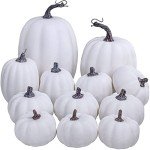Assorted White Faux Pumpkins for Seasonal Decor
