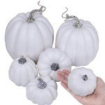 Assorted White Faux Pumpkins for Seasonal Decor