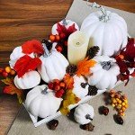 Assorted White Faux Pumpkins for Seasonal Decor