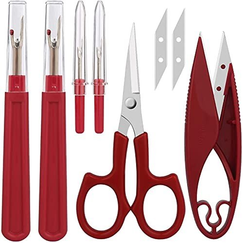 Sewing Seam Ripper Tool,Stitch Remover and Thread Cutter with 2Big+2Small Seam Rippers,1 Pack Thread Snips,1Pack 5”Scissor