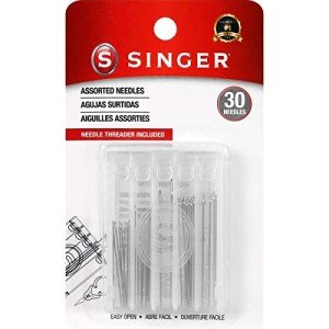 SINGER 07370 Hand Sewing Needles in Compact with Needle Threader, Assorted Sizes, 30-Count,