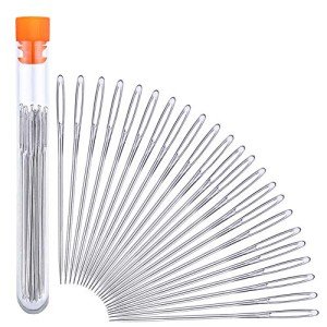 23 PCS Large Eye Sewing Needles, 2.36in Sewing Sharp Needles, Leather Needle Embroidery Thread Needle, Stainless Steel Yarn Knitting Needles with a 3.3in Plastic Bottle