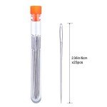 23 PCS Large Eye Sewing Needles, 2.36in Sewing Sharp Needles, Leather Needle Embroidery Thread Needle, Stainless Steel Yarn Knitting Needles with a 3.3in Plastic Bottle