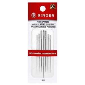 SINGER Yarn Darner Hand Needle Set - Assorted Sizes 14/18, Ideal for Fabric Mending, Sharp Points, Long Eyes, Durable Sewing & Crafting Needles, 7pc