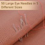 RITDVNI 50 Pcs Sewing Needles Large Eye Hand Sewing, 5 Sizes Embroidery Needles, Hand Sewing Needles, Stainless Steel Yarn Needle, Self Threading Needles for Hand Sewing