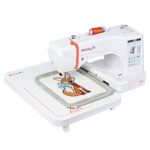 POOLIN EOC06 Embroidery Machine 7.9x11 Inch Large Area for Clothing, Computerized 7 Inch Touchscreen Achieve Letter Embroidery and Combination Embroidery, Includes Thread, Stabilizer, Bobbins
