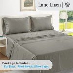 Lane Linen 100% Egyptian Cotton King Sheet Set - Luxury 1000 Thread Count King Size Sheets, 4Pc Sateen Weave King Bed Sheets, Hotel Bedding Sheets & Pillowcases, 16" King Sheets Deep Pocket - Charcoal
