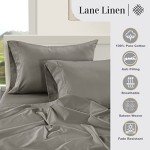 Lane Linen 100% Egyptian Cotton King Sheet Set - Luxury 1000 Thread Count King Size Sheets, 4Pc Sateen Weave King Bed Sheets, Hotel Bedding Sheets & Pillowcases, 16" King Sheets Deep Pocket - Charcoal