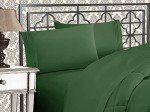 Elegant Comfort Luxurious 1500 Premium Hotel Quality Microfiber Three Line Embroidered Softest 4-Piece Bed Sheet Set, Wrinkle and Fade Resistant, Full, Hunter Green