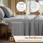 LBRO2M 1000 Thread Count 100% Egyptian Cotton Sheets Set,Queen Size Bed Sheet 4 Piece Sets,Long Staple,16 Inches Deep Pocket,All Season,Bedding Super Soft Comforterble Breathable (Grey)