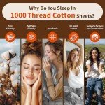 LBRO2M 1000 Thread Count 100% Egyptian Cotton Sheets Set,Queen Size Bed Sheet 4 Piece Sets,Long Staple,16 Inches Deep Pocket,All Season,Bedding Super Soft Comforterble Breathable (Grey)