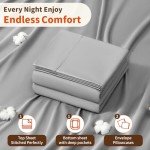 LBRO2M 1000 Thread Count 100% Egyptian Cotton Sheets Set,Queen Size Bed Sheet 4 Piece Sets,Long Staple,16 Inches Deep Pocket,All Season,Bedding Super Soft Comforterble Breathable (Grey)