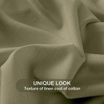Olive Green Linen-Textured Bed Sheets Set, Bamboo Rayon , Cotton , Linen Blend Bed Sheets Queen Size, Soft Cool & Breathable for Hot Sleepers,Durable Natural Organic Bed 15'' Deep Pocket - 4 Piece