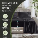 DECOLURE 100% Organic Viscose Derived from Bamboo Sheets King Size 4pcs - Ultra Soft & Luxuriously Cooling, 17" Deep Pocket, Double Stitching, Perfect for Hot Sleepers - King Bed Sheets (Charcoal)