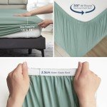 David's Home 6PCS Cooling 100% Rayon Derived from Bamboo Sheets Set Queen Size for Summer, 16" Deep Pocket 2.5cm Wider Elastic, Luxury Silky Breathable for Hot Sleeper,Breathable Soft, Sage Green