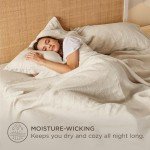 Bedsure Linen Sheets - Queen Linen Bed Sheet, 4 Pcs Linen Cotton Sheets Queen Size Set, Linen Cotton Blend Sheets for All Seasons, 1 Flat Sheet, 1 Fitted Sheet and 2 Pillowcases (Linen, Queen)