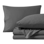 Bare Home 100% Organic Cotton Queen Sheet Set - Crisp Percale Weave - Cool, Breathable, and Hypoallergenic - Bedding Sheets & Pillowcases - Luxury Hotel Sheet Set (Queen, Grey)