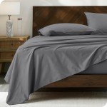 Bare Home 100% Organic Cotton Queen Sheet Set - Crisp Percale Weave - Cool, Breathable, and Hypoallergenic - Bedding Sheets & Pillowcases - Luxury Hotel Sheet Set (Queen, Grey)
