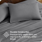Bare Home 100% Organic Cotton Queen Sheet Set - Crisp Percale Weave - Cool, Breathable, and Hypoallergenic - Bedding Sheets & Pillowcases - Luxury Hotel Sheet Set (Queen, Grey)