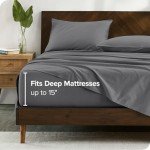 Bare Home 100% Organic Cotton Queen Sheet Set - Crisp Percale Weave - Cool, Breathable, and Hypoallergenic - Bedding Sheets & Pillowcases - Luxury Hotel Sheet Set (Queen, Grey)
