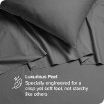 Bare Home 100% Organic Cotton Queen Sheet Set - Crisp Percale Weave - Cool, Breathable, and Hypoallergenic - Bedding Sheets & Pillowcases - Luxury Hotel Sheet Set (Queen, Grey)