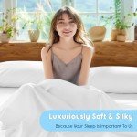 SONORO KATE 100% Egyptian Cotton Sheets Set - 1000 High Thread Count, Luxury 5-Star Hotel Sateen Bed Sheets, Soft, Breathable Long Staple Sheets, Fit up to 16" - 4 PC (White,King)