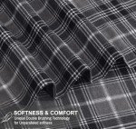 RUVANTI Flannel Sheets Queen Size - 100% Cotton Double Brushed Bed Sheets, Deep Pockets 16 Inches Queen Sheet Set, All Seasons Breathable & Extra Soft - Warm & Cozy, 4 Piece, Grey Plaid