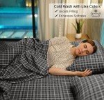 RUVANTI Flannel Sheets Queen Size - 100% Cotton Double Brushed Bed Sheets, Deep Pockets 16 Inches Queen Sheet Set, All Seasons Breathable & Extra Soft - Warm & Cozy, 4 Piece, Grey Plaid
