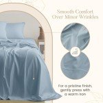 Egyptian Cotton Sheets King Size, 800 Thread Count 4 Piece Sheet Set, Cotton Sheets for King Size Bed, Solid Sateen Weave, 16" Deep Pocket (Fits Upto 18" Mattress), Cotton Bed Sheets - French Blue