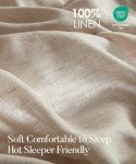 DAPU Pure Linen Sheets Set, 100% French Linen from Normandy, Breathable and Durable for Hot Sleepers, 4 Pcs Set - 1 Flat Sheet, 1 Fitted Sheet, 2 Pillowcases (Natural Linen, Queen)