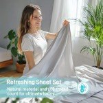 Lyralith Viscose Derived from Bamboo Cooling Bed Sheets, Deep Pockets Up to 16", Silky Soft, Hotel Luxury Hypoallergenic Bedding, 4-Piece Sliver Gray Set, Oeko-Tex Certified, King Size