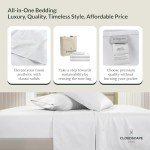 100% Egyptian Cotton Sheets Queen Size Bed Set - 4 Pcs, White Queen Sheet Set | 1000 Thread Count Egyptian Cotton Sheets Queen | Hotel Luxury Bed Sheets, Upto 17"Deep Pocket Queen Sheets -White Sheets