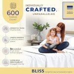 THREAD SPREAD 100% Egyptian Cotton Sheets Queen Size - 600 Thread Count Sheets Queen, 4 PC White Luxury Sheets Queen Size, Extra Soft, Cooling Sateen Weave Deep Pocket Sheet, Fits Mattress Upto 18"