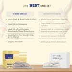 THREAD SPREAD 100% Egyptian Cotton Sheets Queen Size - 600 Thread Count Sheets Queen, 4 PC White Luxury Sheets Queen Size, Extra Soft, Cooling Sateen Weave Deep Pocket Sheet, Fits Mattress Upto 18"
