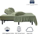 Cottingon,Premium 400 TC 100% Egyptian Cotton,Flex Top King Sheets for Sleep Number Beds 16" Deep,King 34" - Sage