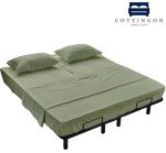 Cottingon,Premium 400 TC 100% Egyptian Cotton,Flex Top King Sheets for Sleep Number Beds 16" Deep,King 34" - Sage