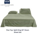Cottingon,Premium 400 TC 100% Egyptian Cotton,Flex Top King Sheets for Sleep Number Beds 16" Deep,King 34" - Sage