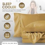 ROYAL BLISS 1900 TOP Split King Royal Collection 1900 Egyptian Cotton Bamboo Quality Bed Sheet Set with 1 Fitted Sheet with 36in Split TOP, 1 King Flat and 2 King P/Cases.No Wrinkle (Gold, King)