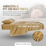 ROYAL BLISS 1900 TOP Split King Royal Collection 1900 Egyptian Cotton Bamboo Quality Bed Sheet Set with 1 Fitted Sheet with 36in Split TOP, 1 King Flat and 2 King P/Cases.No Wrinkle (Gold, King)