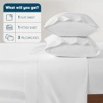 SONORO KATE 100% Egyptian Cotton Sheets - 800 Thread Count, Luxury Hotel Sateen Weave Sheets, Cooling & Breathable Bed Sheets Set, Fits 16" Deep - 4 PC (White,Queen)