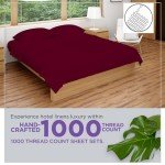 CharlottelyHues Luxury 100% Egyptian Cotton Bed Sheets - 1000 Thread Count 4-Piece Queen Sheets Set, Long Staple Cotton Bedding Sheets, Sateen Weave, Hotel Sheets, Fits Upto 18" Mattress - Burgundy