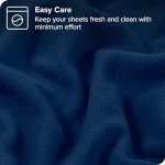 Bare Home Super Soft Fleece Sheet Set - Split King Size - Extra Plush Polar Fleece, No-Pilling Bed Sheets - All Season Cozy Warmth (Split King, Dark Blue)
