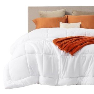 Bedsure Comforter Duvet Insert - Quilted Comforters Oversized King Size, All Season Duvet, Down Alternative Bedding Comforter with Tabs(White,Oversized King 116"x98")