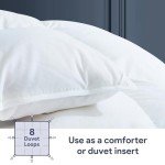Maple&Stone Feather Down Comforter Queen Size All Season White Down Duvet Insert Ultra Soft 100% Cotton Cover Fluffy Queen Comforter 90 x 90 Inches