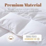 Cosybay Feather Comforter Filled with Feather & Down Fiber - All Season White Queen Size Duvet Insert- Luxurious Hotel Bedding Comforters with Cotton Cover Queen 90 x 90 Inch